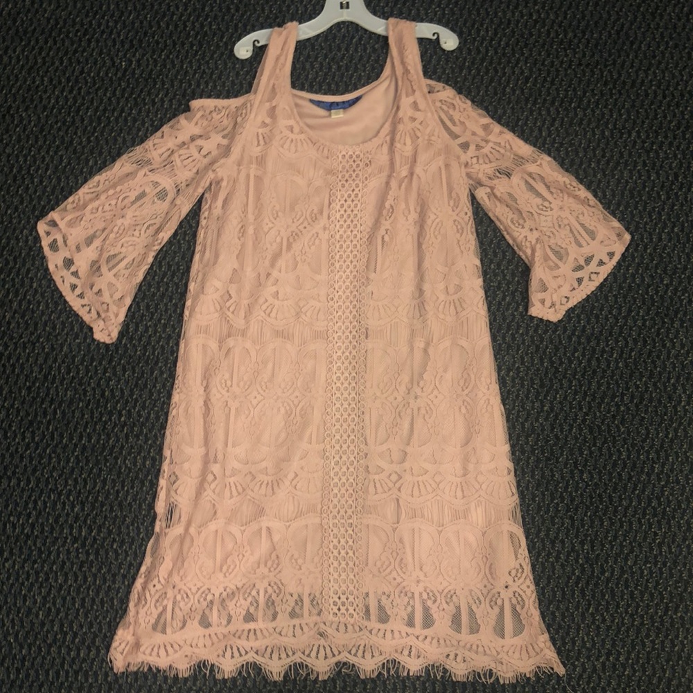 Blush pink lace dress